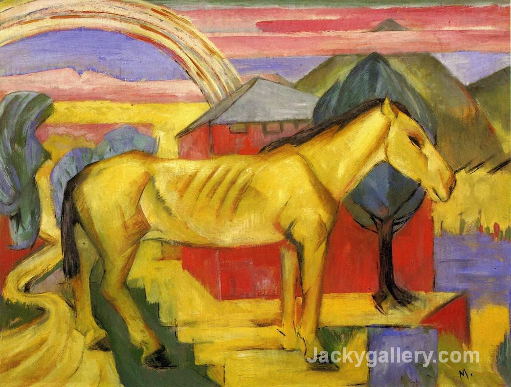 Long Yellow Horse by Franz Marc paintings reproduction